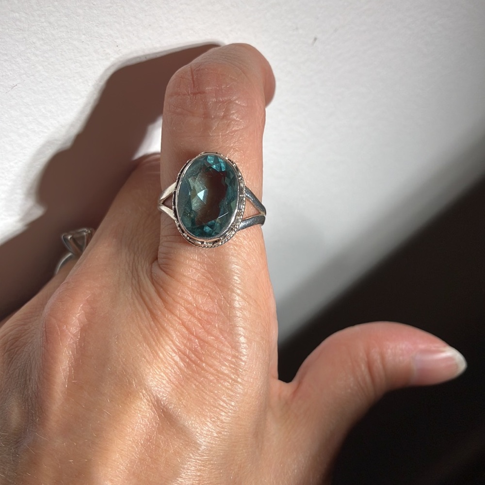 Blue topaz and sterling statement ring